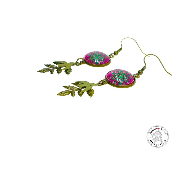 Pink Peace Dove Dangles - Picture 5 of 9